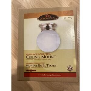 Design House Millbridge Collection 511592 6"W Ceiling Mount White Globe - Nickel